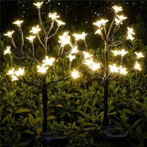 Solar Garden Lights Garden Decor, Solar Flowers Lights Outdoor Decorative, 2Pack